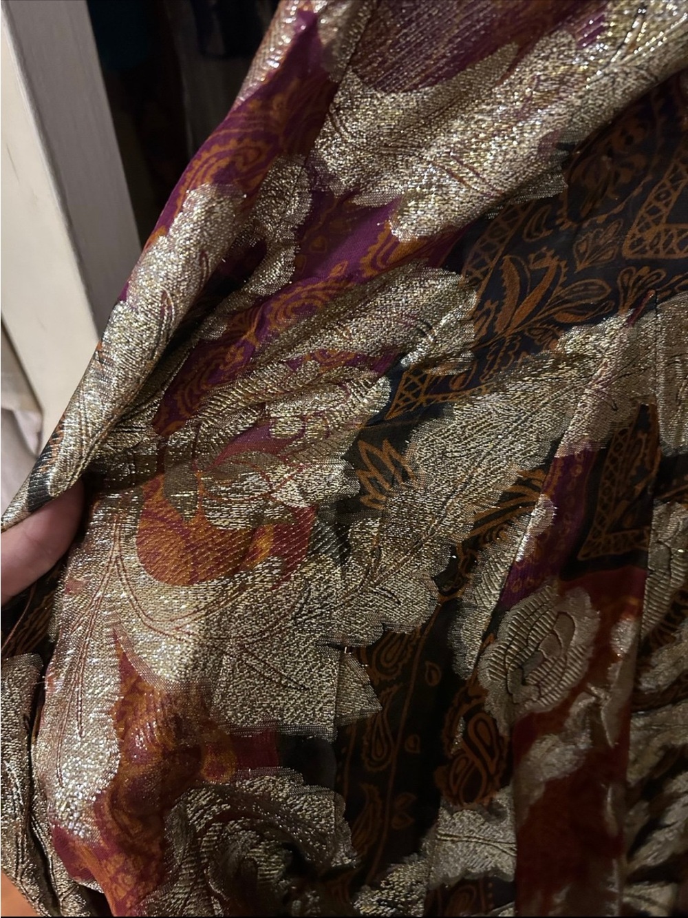 FARM Rio Burgundy Floral Jacquard Lurex Maxi Dress - Picture 4 of 4